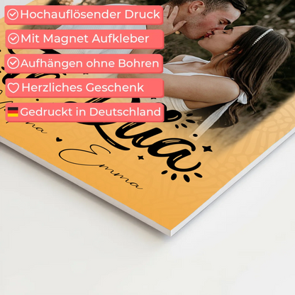 Fotoboard Magnet Poster mit 4 Fotos Të dua Liebe auf Albanisch personalisiertes Geschenk
