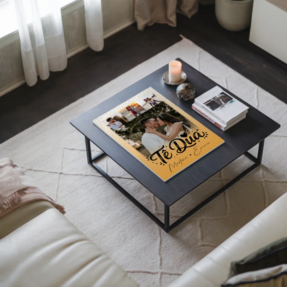 Fotoboard Magnet Poster mit 4 Fotos Të dua Liebe auf Albanisch personalisiertes Geschenk
