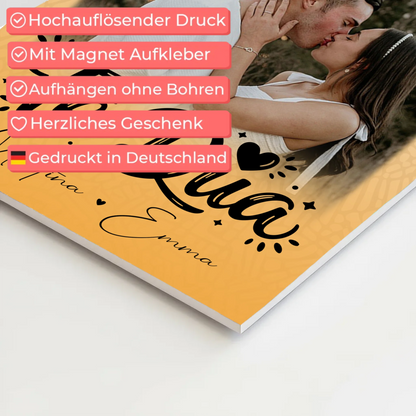 Fotoboard Magnet Poster mit 4 Fotos Të dua Liebe auf Albanisch personalisiertes Geschenk