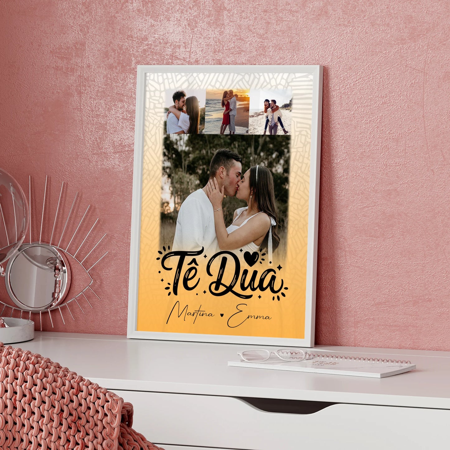 Personalisierte Poster Partner 4 Fotos Të dua Liebe auf Albanisch