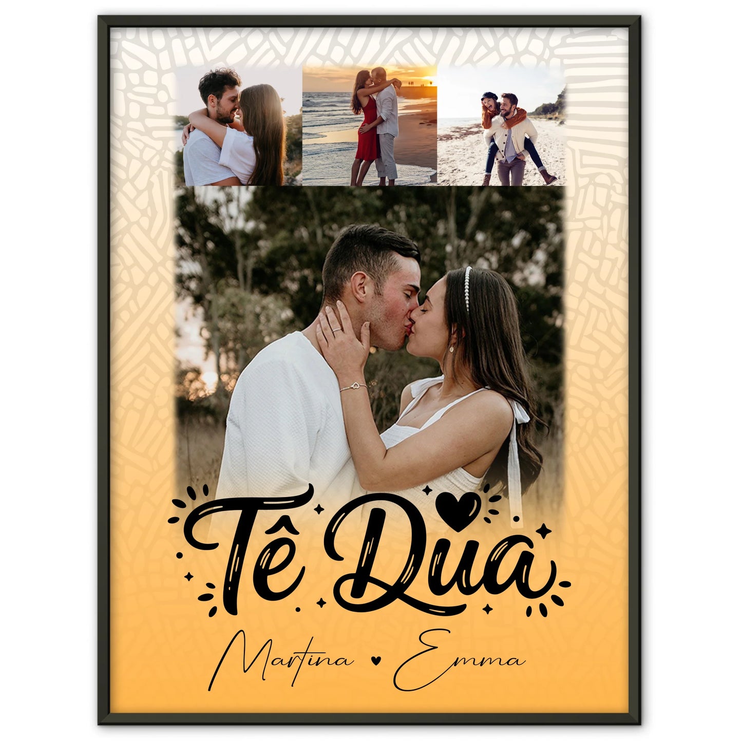 Personalisierte Poster Partner 4 Fotos Të dua Liebe auf Albanisch