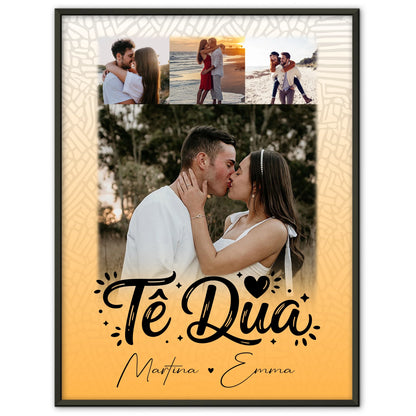 Personalisierte Poster Partner 4 Fotos Të dua Liebe auf Albanisch