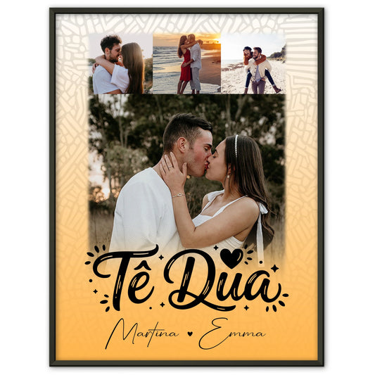 Personalisierte Poster Partner 4 Fotos Të dua Liebe auf Albanisch