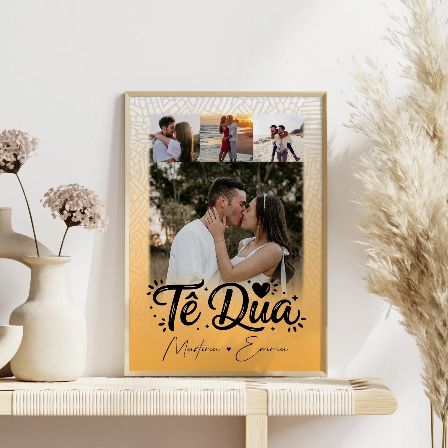 Personalisierte Poster Partner 4 Fotos Të dua Liebe auf Albanisch