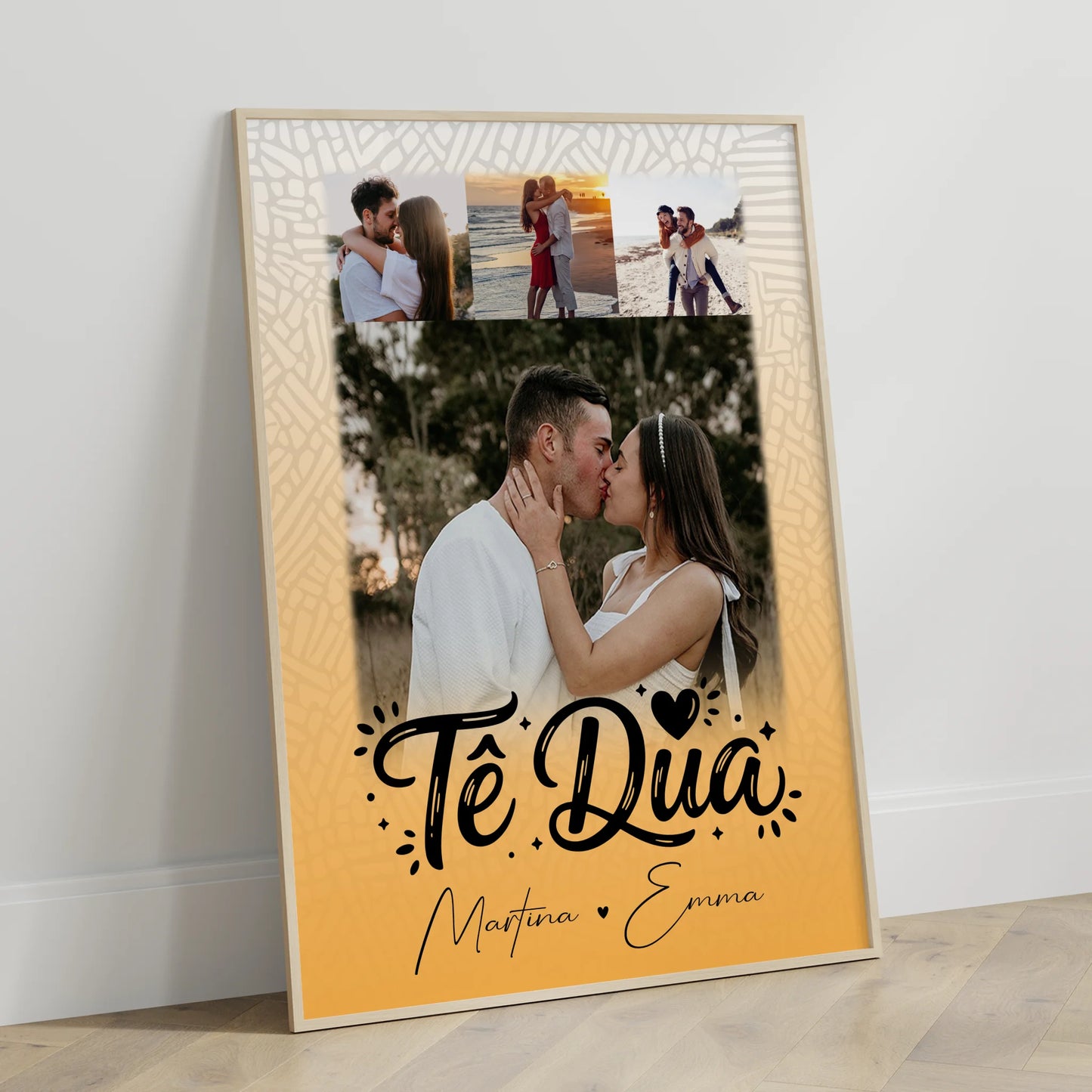 Personalisierte Poster Partner 4 Fotos Të dua Liebe auf Albanisch