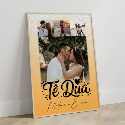 Personalisierte Poster Partner 4 Fotos Të dua Liebe auf Albanisch