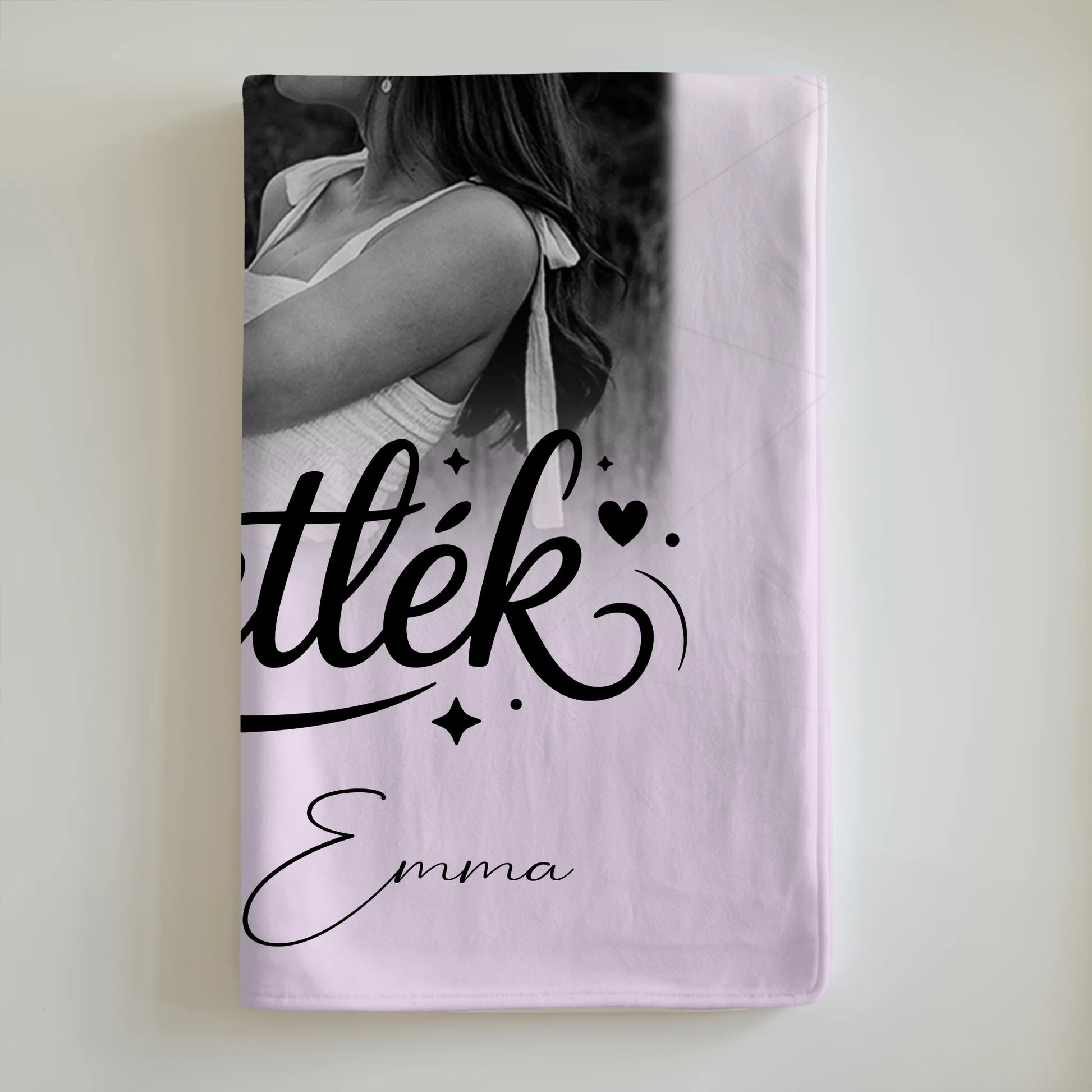 Personalisierte Namensdecke mit 3 Fotos und Herz Foto Szeretlek Liebe auf Ungarisch 6