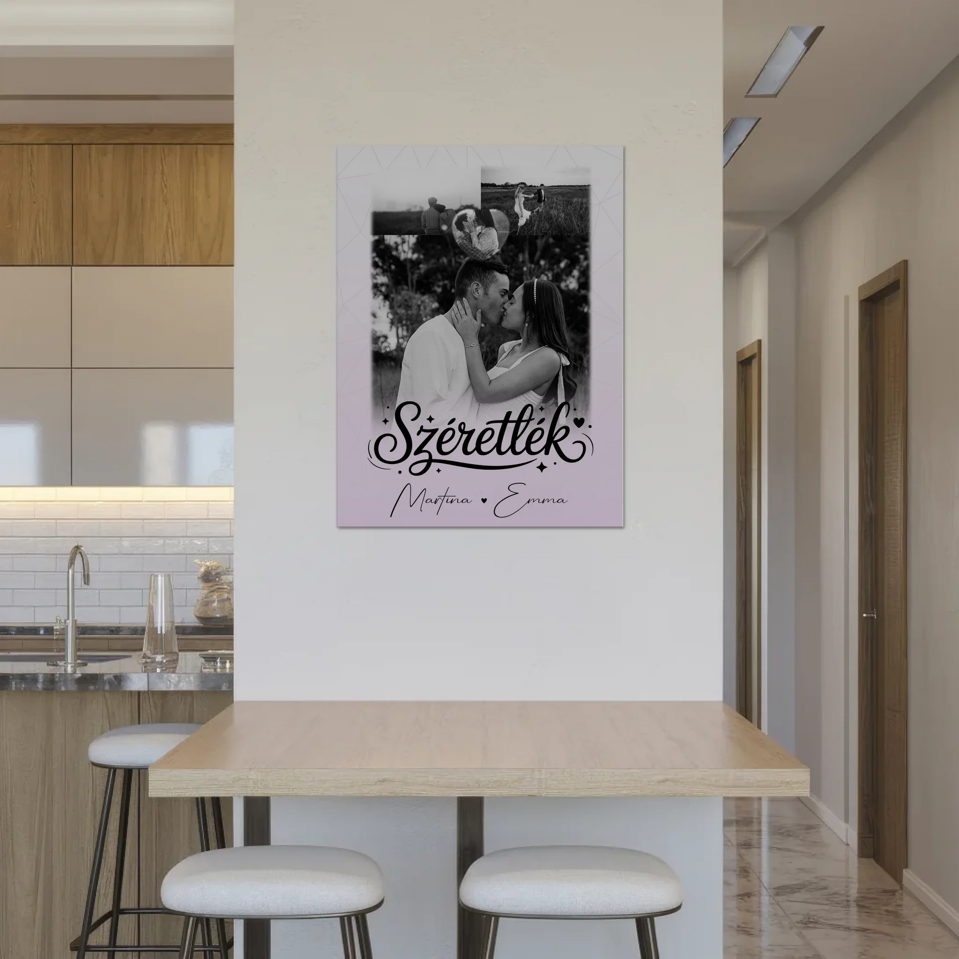 Personalisierbares Fotoboard Poster Magnetisch mit 3 Fotos und Herzfoto Szeretlek Liebe auf Ungarisch 8