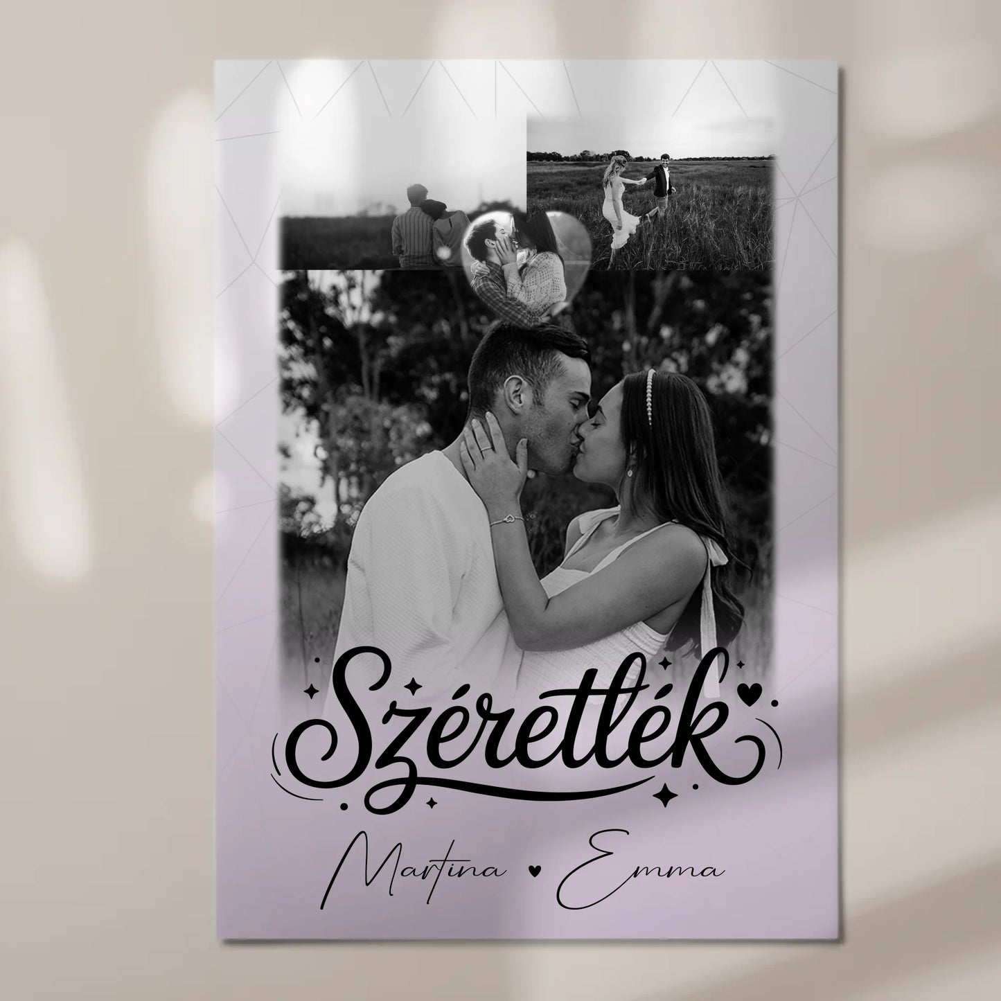 Personalisierbares Fotoboard Poster Magnetisch mit 3 Fotos und Herzfoto Szeretlek Liebe auf Ungarisch 7