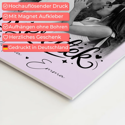 Personalisierbares Fotoboard Poster Magnetisch mit 3 Fotos und Herzfoto Szeretlek Liebe auf Ungarisch