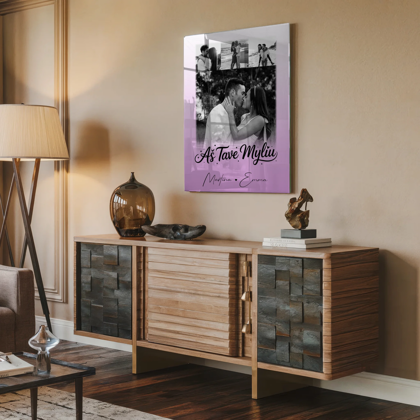 Personalisierte Acrylglas Mit Foto mit 4 Fotos Aš tave myliu Liebe auf Litauisch Geschenk