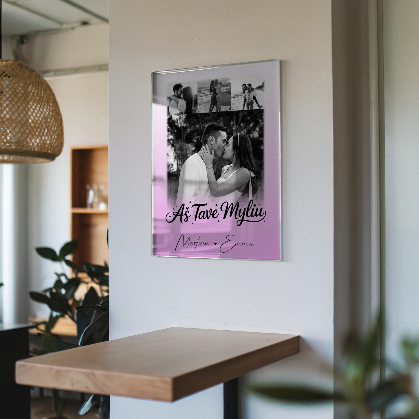 Personalisierte Acrylglas Mit Foto mit 4 Fotos Aš tave myliu Liebe auf Litauisch Geschenk