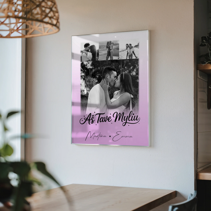 Personalisierte Acrylglas Mit Foto mit 4 Fotos Aš tave myliu Liebe auf Litauisch Geschenk
