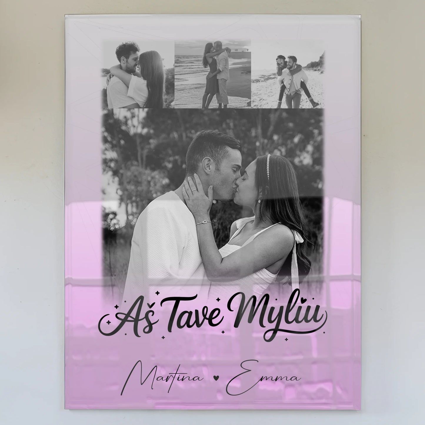 Personalisierte Acrylglas Mit Foto mit 4 Fotos Aš tave myliu Liebe auf Litauisch Geschenk