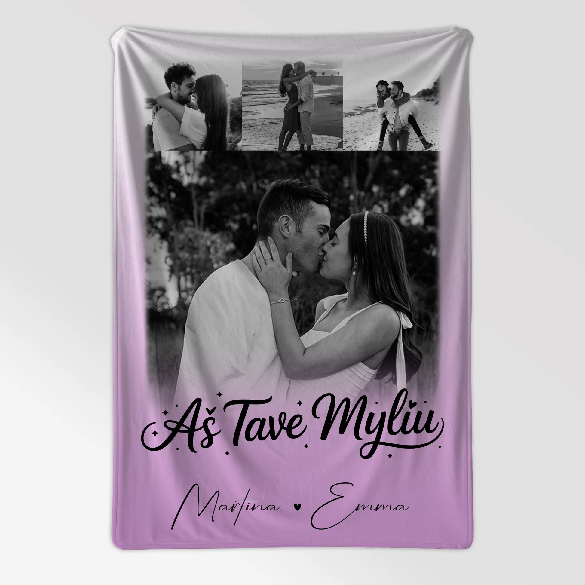 Personalisierte Kuscheldecke Mit Namen 4 Fotos Aš tave myliu Liebe auf Litauisch Geschenk 7