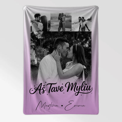 Personalisierte Kuscheldecke Mit Namen 4 Fotos Aš tave myliu Liebe auf Litauisch Geschenk 7