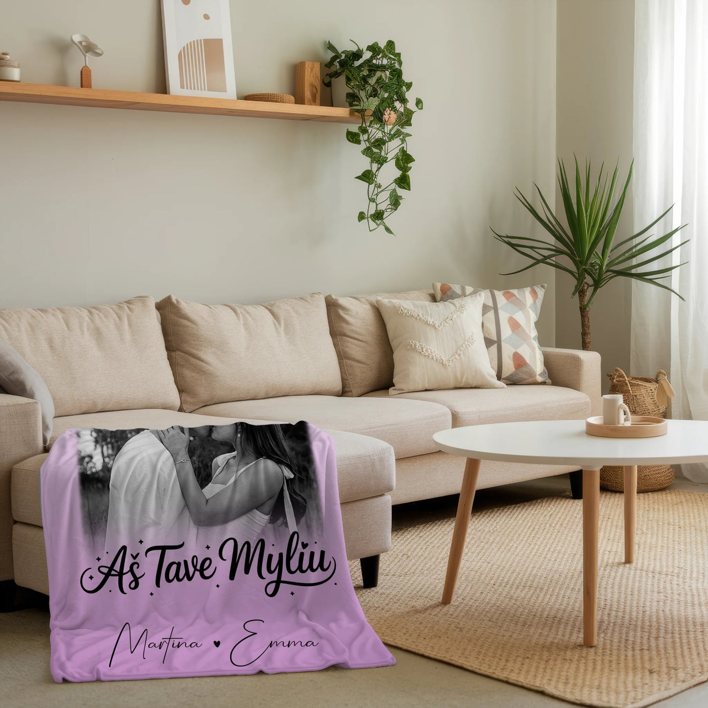 Personalisierte Kuscheldecke Mit Namen 4 Fotos Aš tave myliu Liebe auf Litauisch Geschenk 4