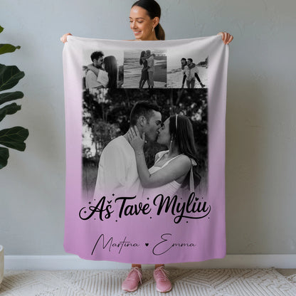 Personalisierte Kuscheldecke Mit Namen 4 Fotos Aš tave myliu Liebe auf Litauisch Geschenk 1