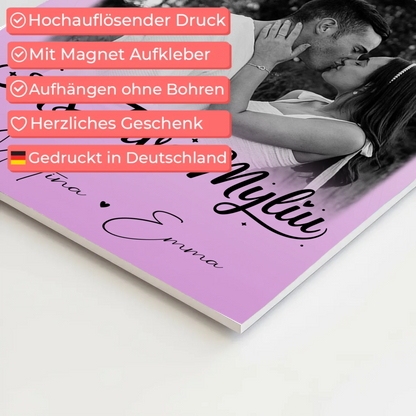 Personalisiertes Fotoboard Poster Magnetisch mit 4 Fotos Aš tave myliu Liebe auf Litauisch 4