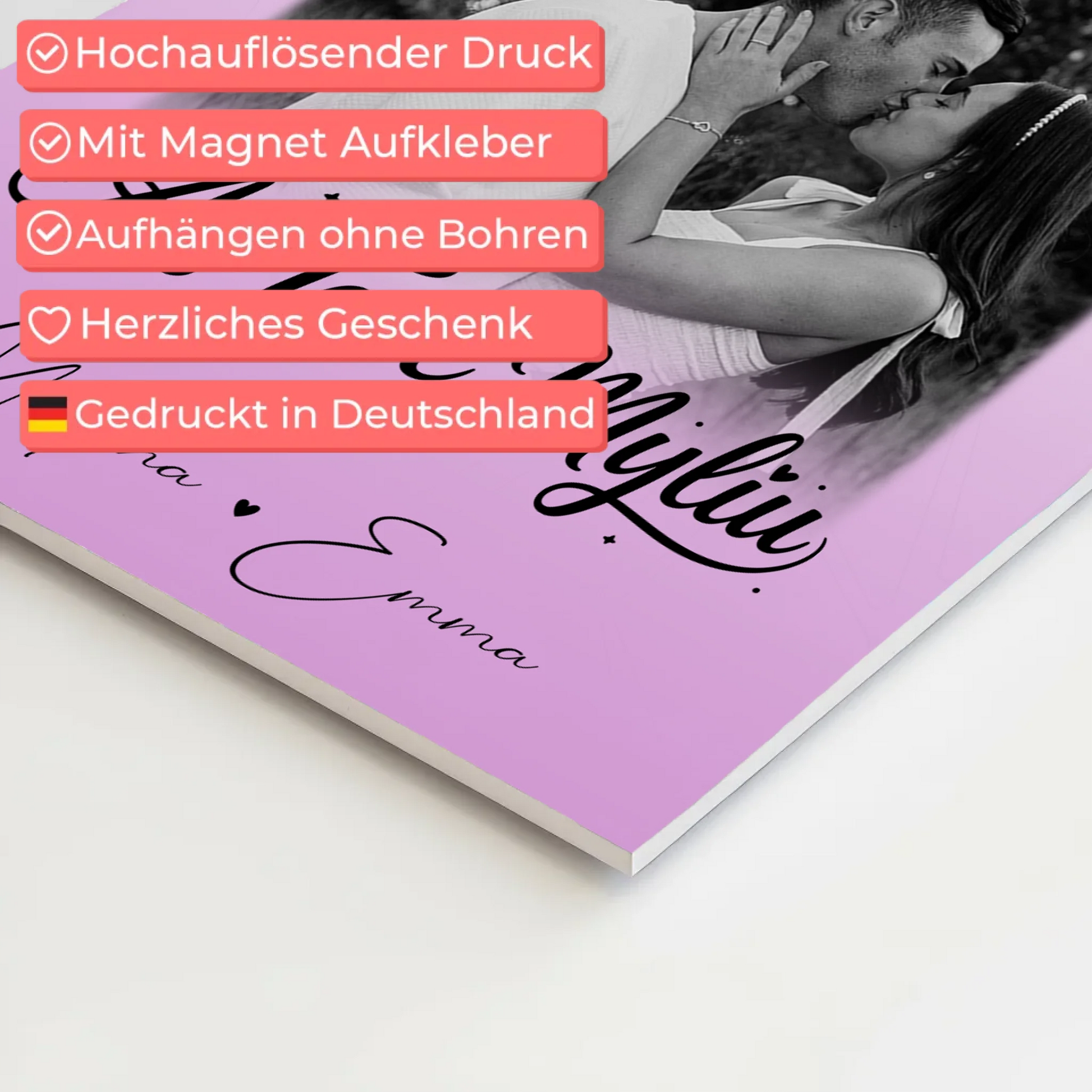 Personalisiertes Fotoboard Poster Magnetisch mit 4 Fotos Aš tave myliu Liebe auf Litauisch 10