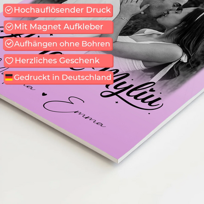 Personalisiertes Fotoboard Poster Magnetisch mit 4 Fotos Aš tave myliu Liebe auf Litauisch