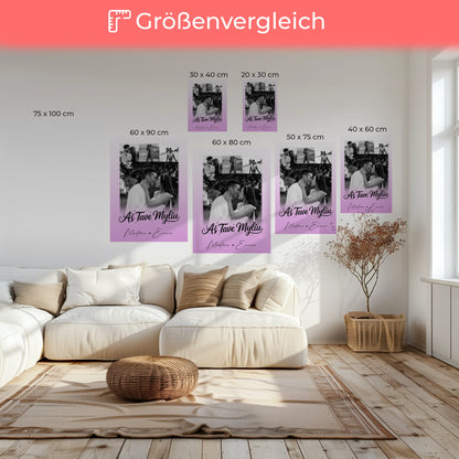 Personalisierte Leinwand Hochzeit mit 4 Fotos Aš tave myliu Liebe auf Litauisch Geschenk