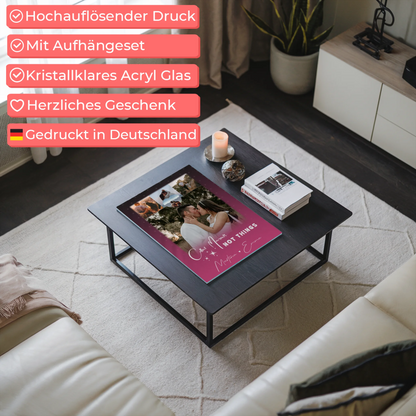 Personalisierte Acrylglas Mit Foto mit 4 Fotos und 1 Kleines Herz Foto Seni Seviyorum