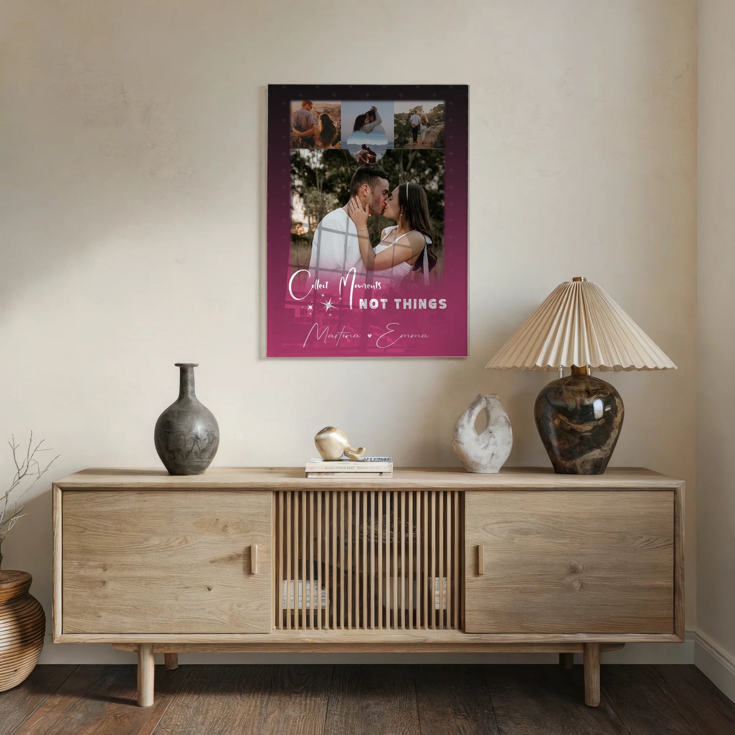 Personalisierte Acrylglas Mit Foto mit 4 Fotos und 1 Kleines Herz Foto Seni Seviyorum