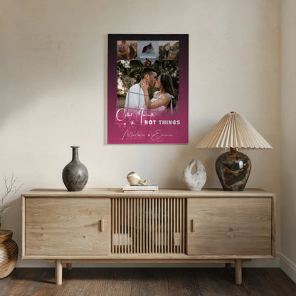 Personalisierte Acrylglas Mit Foto mit 4 Fotos und 1 Kleines Herz Foto Seni Seviyorum