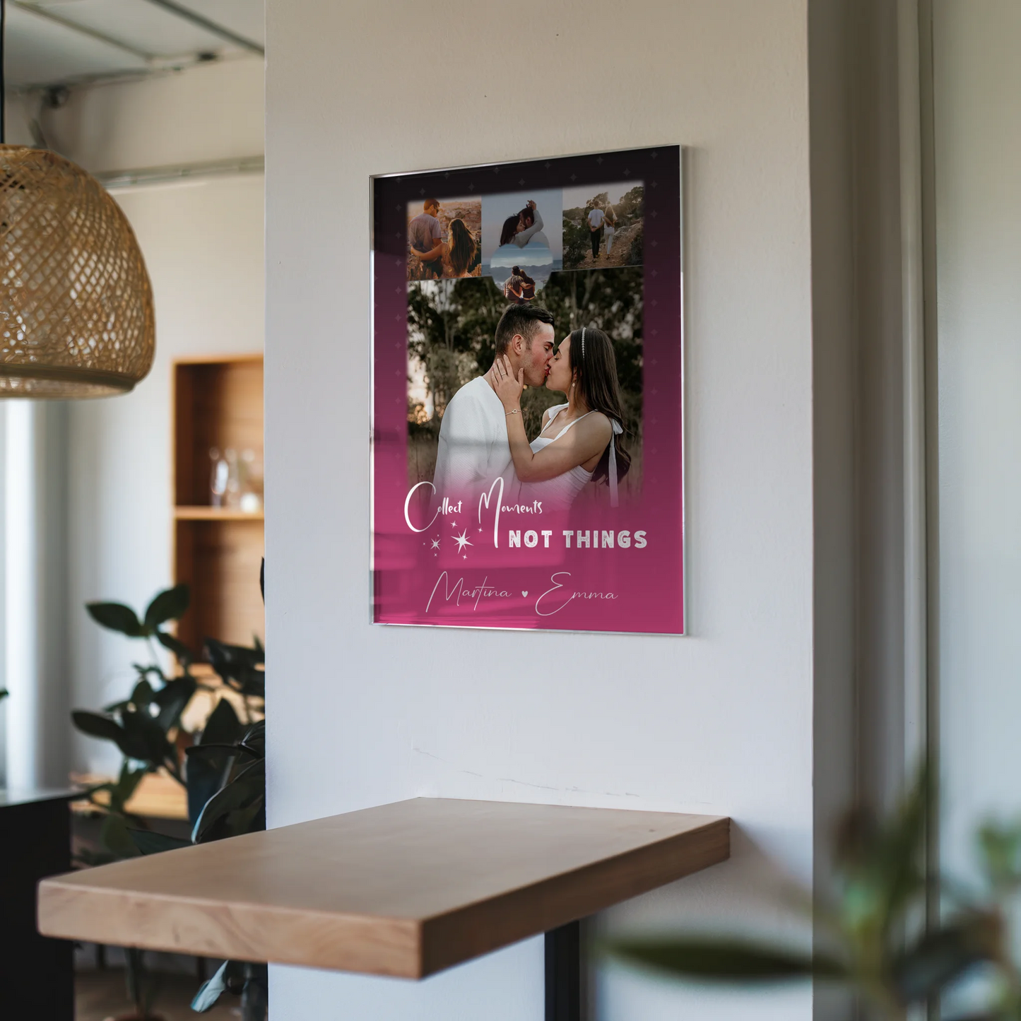 Personalisierte Acrylglas Mit Foto mit 4 Fotos und 1 Kleines Herz Foto Seni Seviyorum