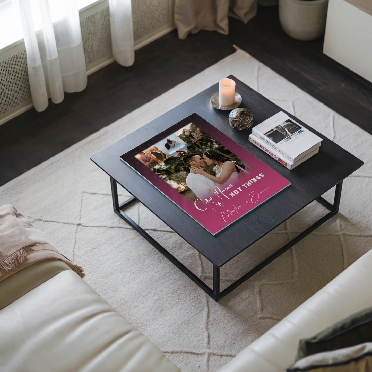 Personalisierte Acrylglas Mit Foto mit 4 Fotos und 1 Kleines Herz Foto Seni Seviyorum