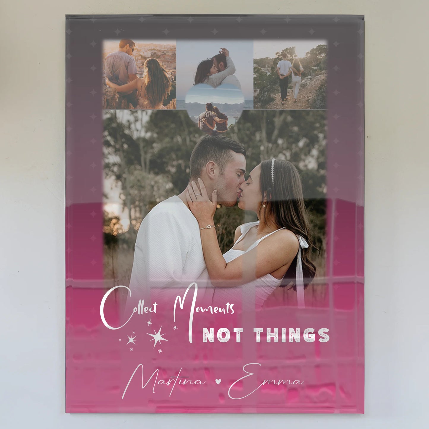 Personalisierte Acrylglas Mit Foto mit 4 Fotos und 1 Kleines Herz Foto Seni Seviyorum