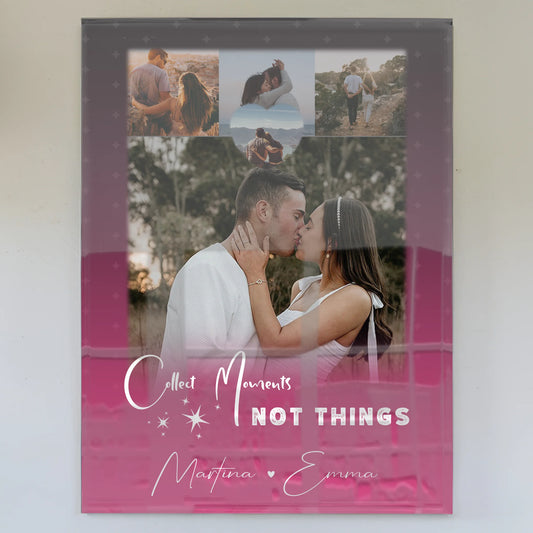 Personalisierte Acrylglas Mit Foto mit 4 Fotos und 1 Kleines Herz Foto Seni Seviyorum