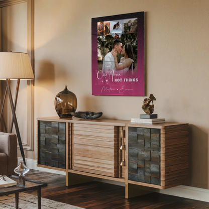 Personalisierte Acrylglas Mit Foto mit 4 Fotos und 1 Kleines Herz Foto Seni Seviyorum