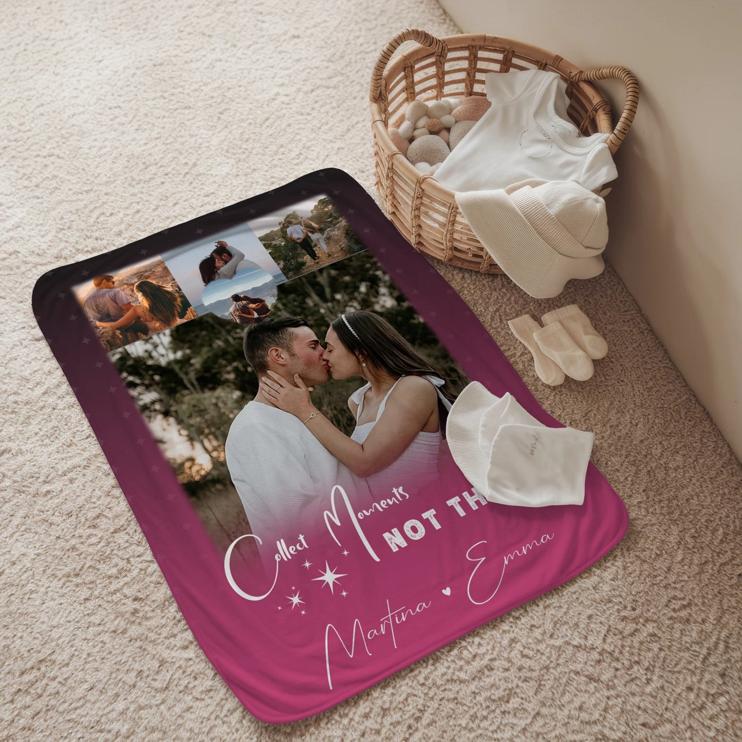 Personalisierte Kuscheldecke Mit Namen 4 Fotos und 1 Kleines Herz Foto Seni Seviyorum 2