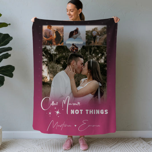 Personalisierte Kuscheldecke Mit Namen 4 Fotos und 1 Kleines Herz Foto Seni Seviyorum 1