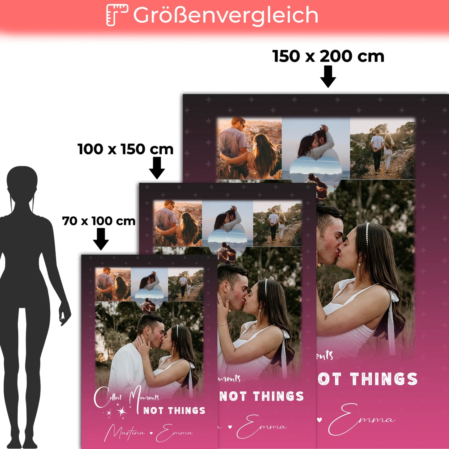 Personalisierte Kuscheldecke Mit Namen 4 Fotos und 1 Kleines Herz Foto Seni Seviyorum 5