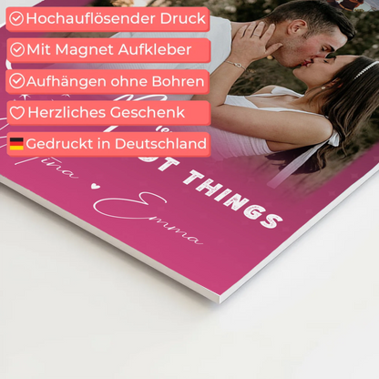 Personalisierte Fotoboard Magnet Poster mit 4 Fotos und kleinem Herz Foto Seni Seviyorum 4