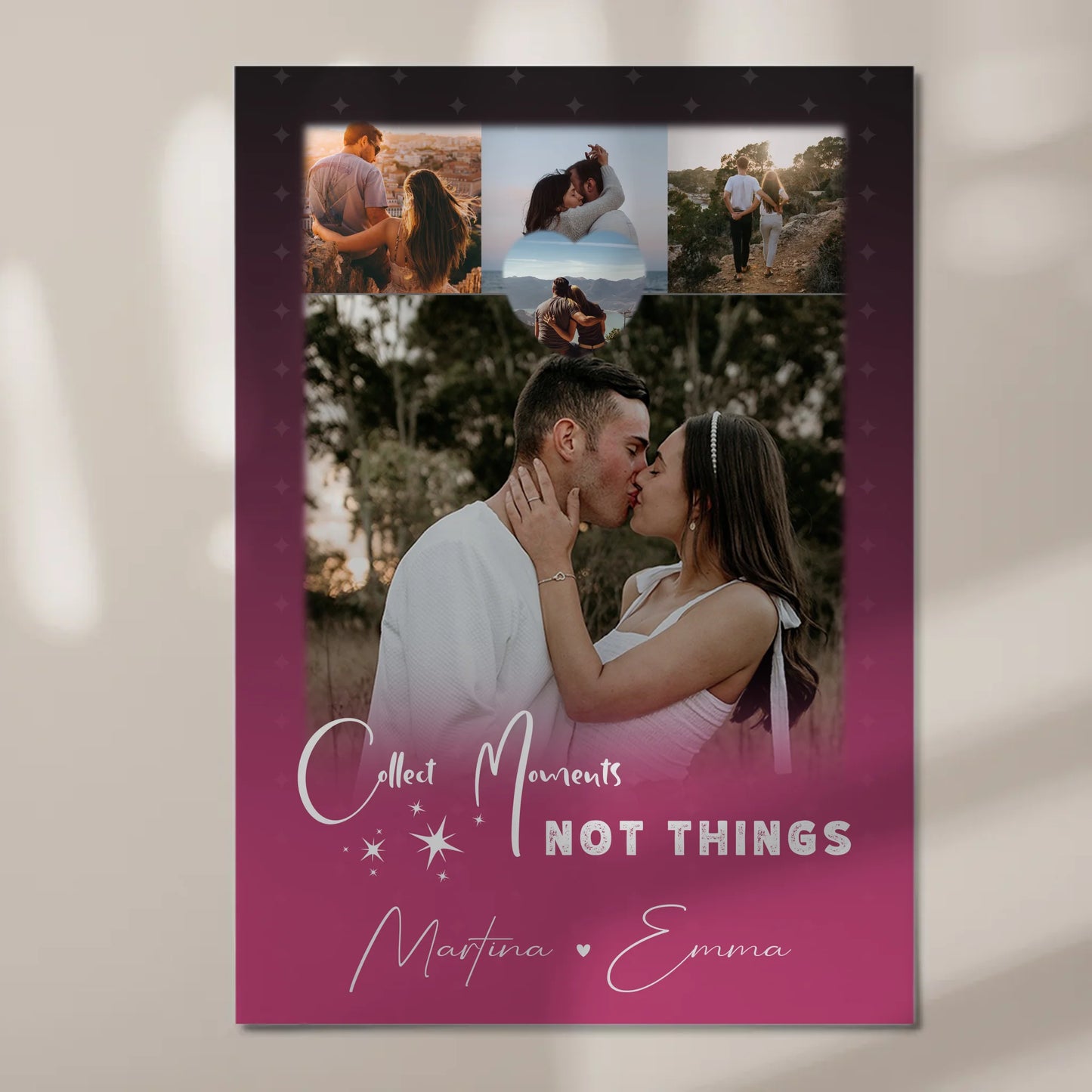Personalisierte Fotoboard Magnet Poster mit 4 Fotos und kleinem Herz Foto Seni Seviyorum 7