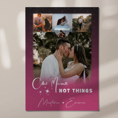 Personalisierte Fotoboard Magnet Poster mit 4 Fotos und kleinem Herz Foto Seni Seviyorum
