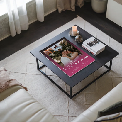 Personalisierte Fotoboard Magnet Poster mit 4 Fotos und kleinem Herz Foto Seni Seviyorum