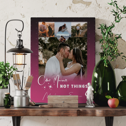 Personalisierte Pärchen Leinwand mit 4 Fotos und kleinem Herz Foto Seni Seviyorum Geschenk