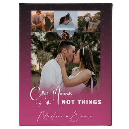 Personalisierte Pärchen Leinwand mit 4 Fotos und kleinem Herz Foto Seni Seviyorum Geschenk