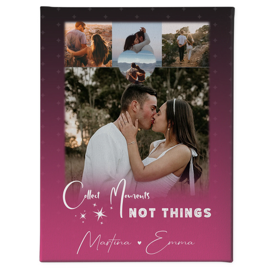 Personalisierte Pärchen Leinwand mit 4 Fotos und kleinem Herz Foto Seni Seviyorum Geschenk