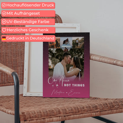 Personalisierte Pärchen Leinwand mit 4 Fotos und kleinem Herz Foto Seni Seviyorum Geschenk