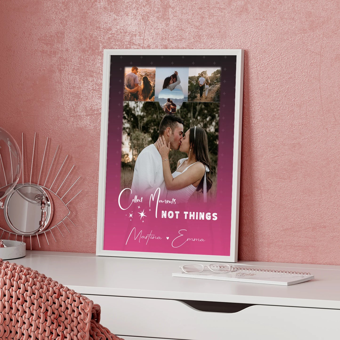 Personalisierte Poster Partner mit 4 Fotos und 1 Kleines Herz Foto Seni Seviyorum