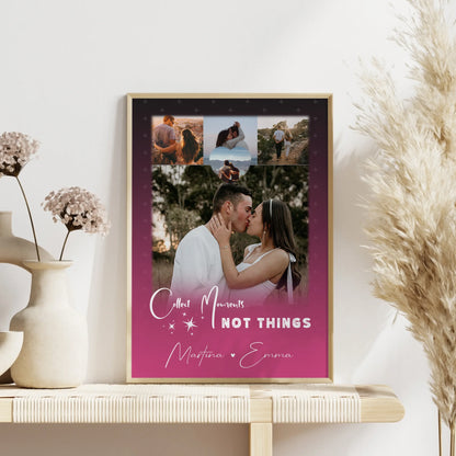 Personalisierte Poster Partner mit 4 Fotos und 1 Kleines Herz Foto Seni Seviyorum