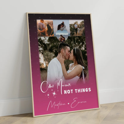 Personalisierte Poster Partner mit 4 Fotos und 1 Kleines Herz Foto Seni Seviyorum