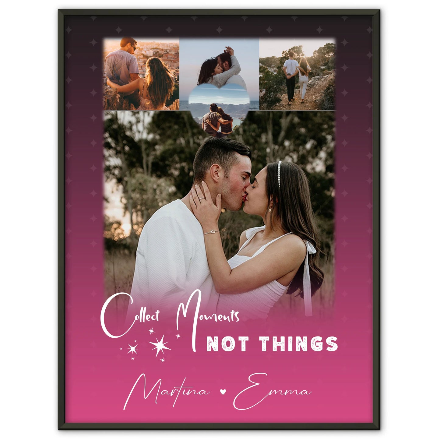 Personalisierte Poster Partner mit 4 Fotos und 1 Kleines Herz Foto Seni Seviyorum