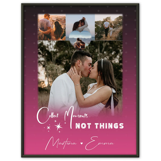 Personalisierte Poster Partner mit 4 Fotos und 1 Kleines Herz Foto Seni Seviyorum